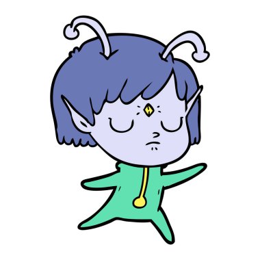 vektör çizim karikatür uzaylı kız