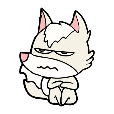 vektör çizim karikatür rahatsız kurt