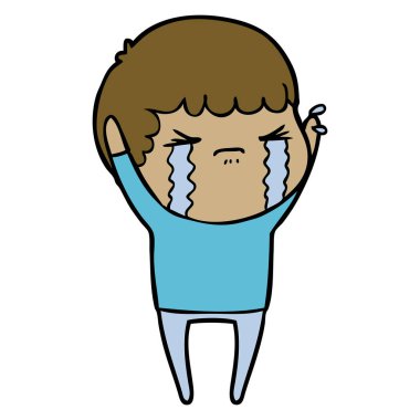 vektör çizim karikatür adam ağlıyor