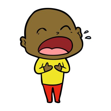 karikatür bağırarak kel adam