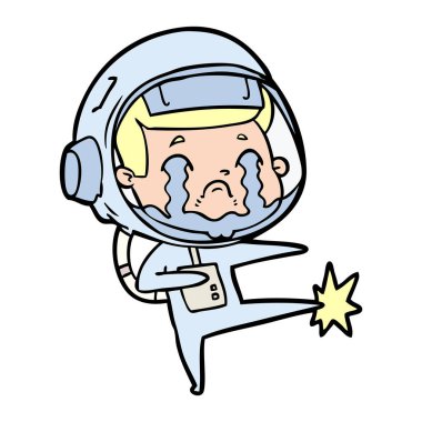 vektör çizim karikatür ağlayan astronot