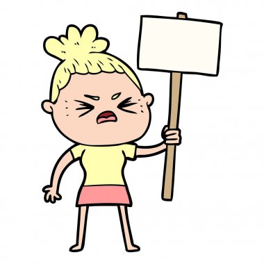 vektör çizim karikatür kızgın kadın