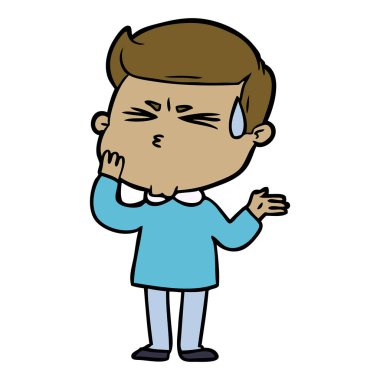  vektör çizim karikatür adam terleme