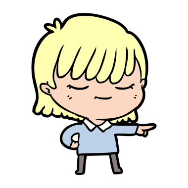 Çizgi filmdeki kadının vektör çizimi