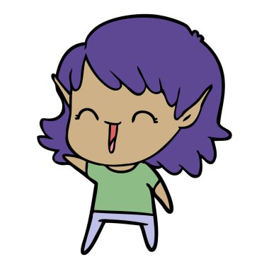 vektör çizim karikatür elf kızı