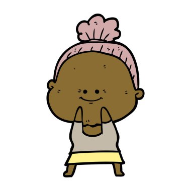 karikatür mutlu yaşlı kadın