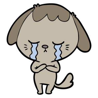 vektör çizim karikatür ağlayan köpek