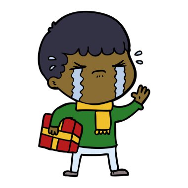 vektör çizim karikatür adam ağlıyor