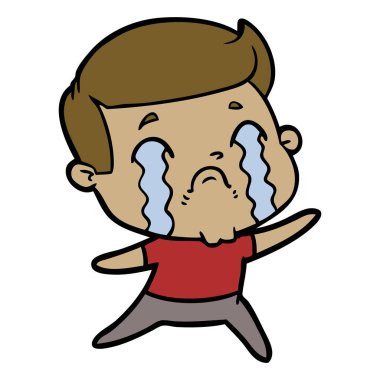 vektör çizim karikatür adam ağlıyor