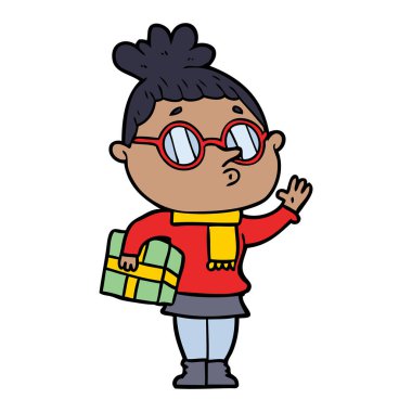 Çizgi filmdeki gözlüklü kadın