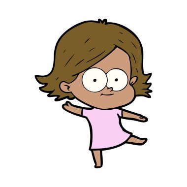 mutlu çizgi film kız vektör çizim
