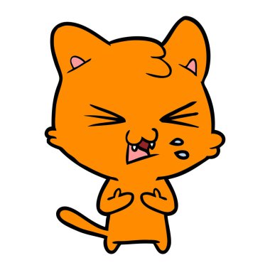 vektör çizim karikatür kedi tıslama