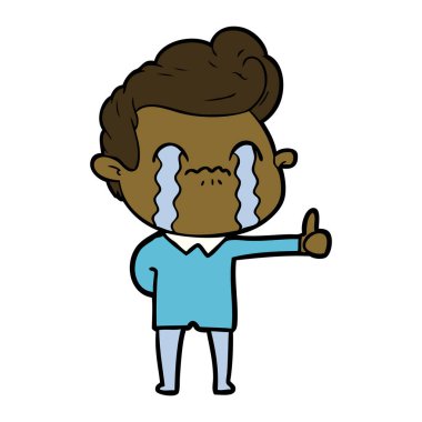 vektör çizim karikatür adam ağlıyor