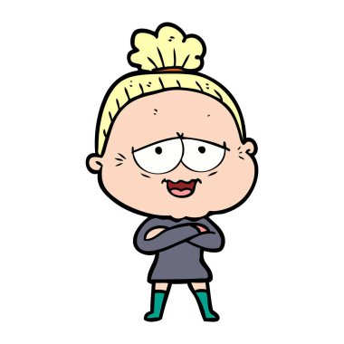 karikatür mutlu yaşlı kadın