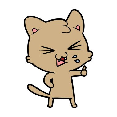vektör çizim karikatür kedi tıslama