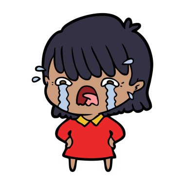 vektör çizim karikatür kız ağlıyor