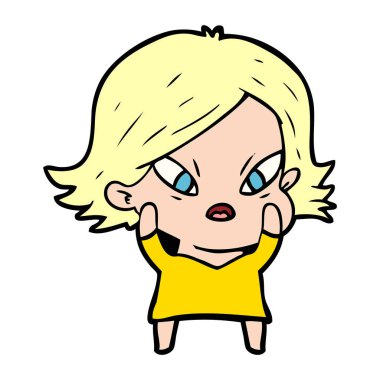 vektör çizim karikatür kadın vurguladı