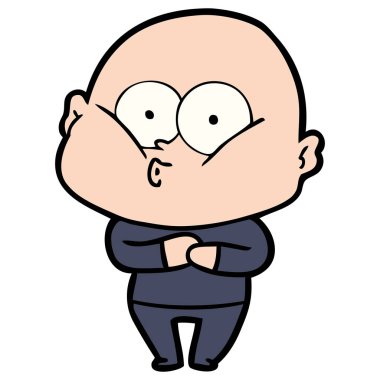 karikatür kel adam bakıyor