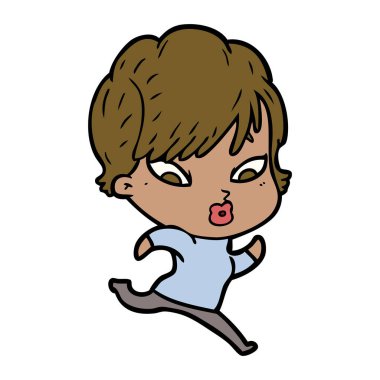 Çizgi filmdeki kadının vektör çizimi