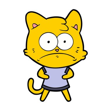 vektör çizim karikatür gergin kedi