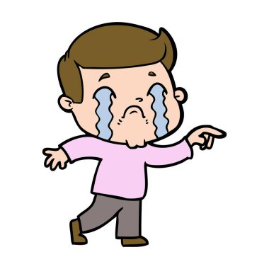 vektör çizim karikatür adam ağlıyor