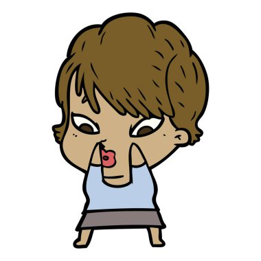 Çizgi filmdeki kadının vektör çizimi