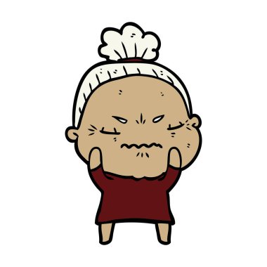 karikatür rahatsız yaşlı kadın