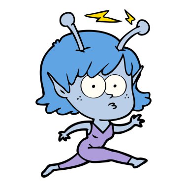 vektör çizim karikatür uzaylı kız