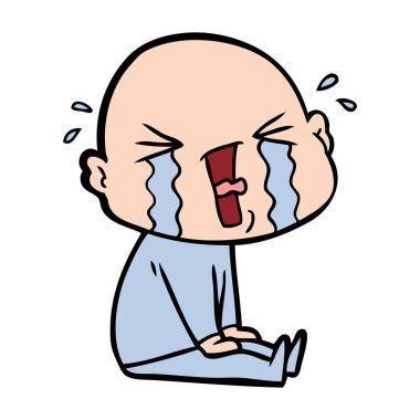 çizgi film ağlayan kel adam