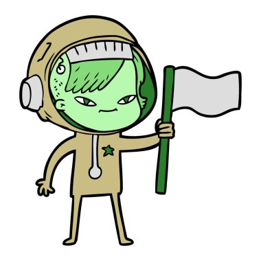 vektör çizim karikatür astronot kadın