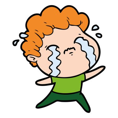 vektör çizim karikatür adam ağlıyor