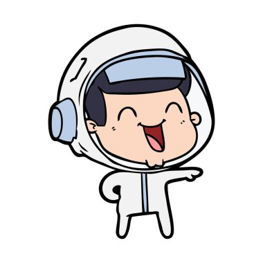 mutlu karikatür astronot vektör çizim