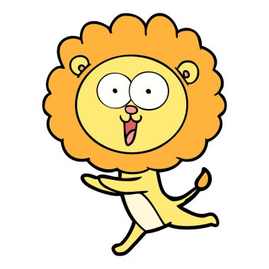 mutlu karikatür aslan vektör çizim