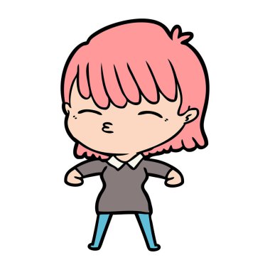 Çizgi filmdeki kadının vektör çizimi 