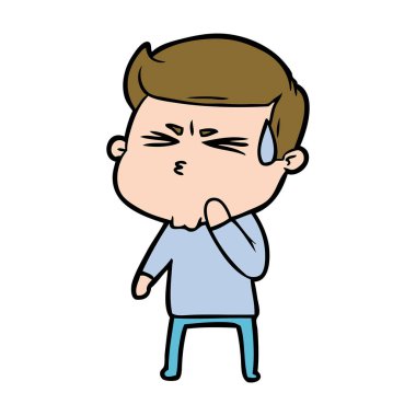  vektör çizim karikatür adam terleme