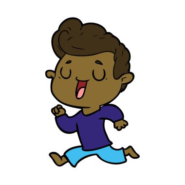 mutlu çizgi film adam vektör çizim