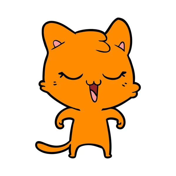 Vectorillustratie Van Happy Cartoon Kat — Stockvector