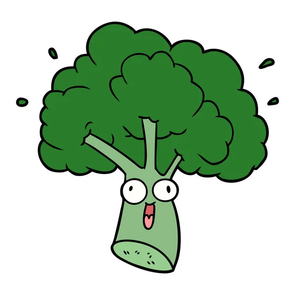 Vector Illustration Cartoon Broccoli — Stock Vector