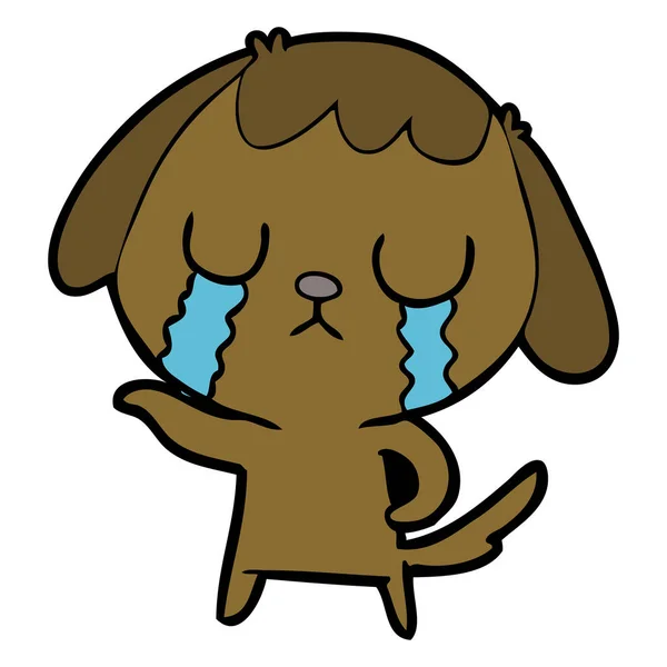 Bonito Desenho Animado Cão Chorando —  Vetores de Stock