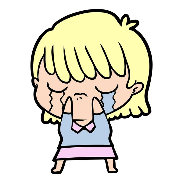 Vector Illustration Cartoon Woman Crying — Stock Vector