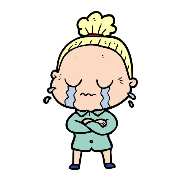 漫画泣いている老婦人 — ストックベクタ