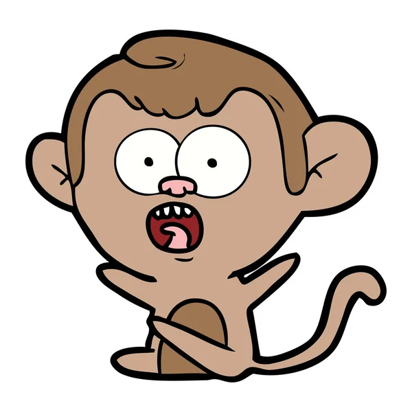 Vektorillustration Tecknad Chockad Monkey — Stock vektor