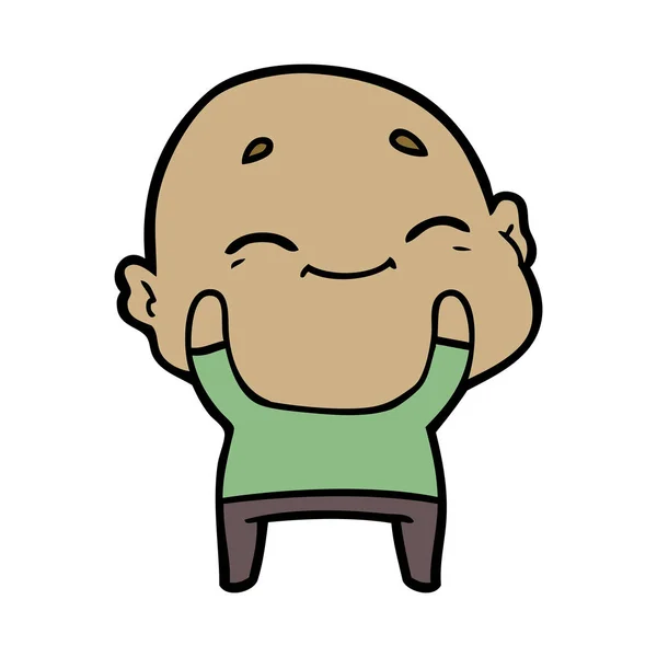 Desenho Animado Homem Careca Feliz — Vetor de Stock