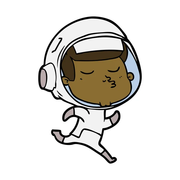 Ilustração Vetorial Astronauta Confiante Dos Desenhos Animados — Vetor de Stock