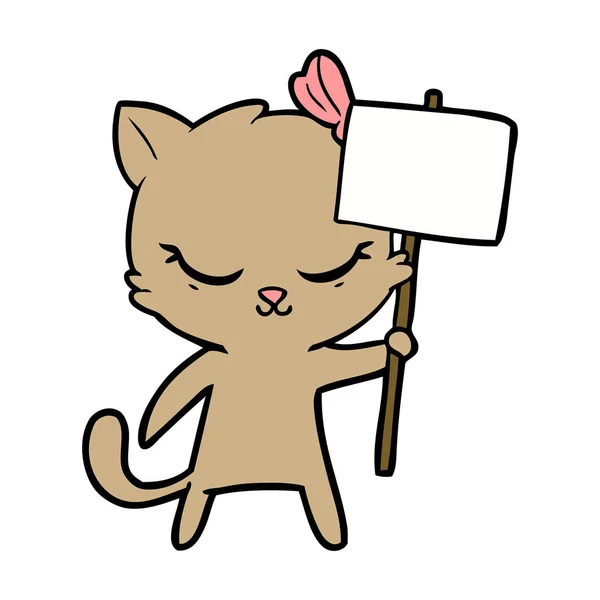逗人喜爱的卡通猫与标志 — 图库矢量图片