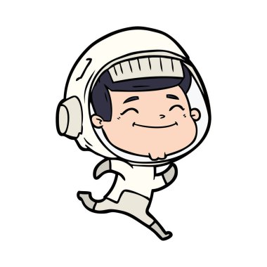 mutlu karikatür astronot vektör çizim