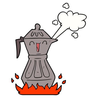 Çizgi film kahve demliğinin vektör çizimi