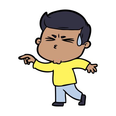  vektör çizim karikatür adam terleme