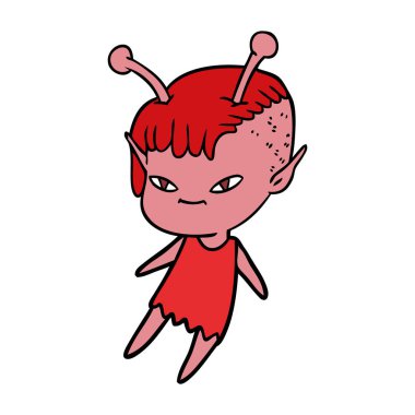 vektör çizim karikatür uzaylı kız