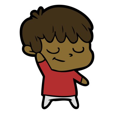 mutlu çizgi film çocuk vektör çizim